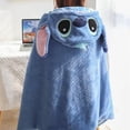 thumbnail image 2 of Manta de franela con capucha de Disney Stitch, cálida y gruesa manta de invierno con botones, chal, capa para mujer, hombre, oficina en casa, manta para la pausa del almuerzo, 2 of 6