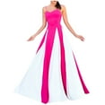 thumbnail image 2 of qolati Women's V Neck Bridesmaid Dreses Patchwork Color Block Sleeveless Maxi Dress Wedding Guest Spaghetti Strap A-Line Open Back Formal Gown Hot Pink M, 2 of 6