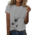 thumbnail image 2 of WCJM Cold Shoulder Tops for Women Short Sleeve T Shirts Twist Knot Women's Short Sleeve T-Shirt Women's Spring Round Neck Dandelion Printed Loose Casual Short Sleeved T Shirt, 2 of 5