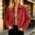 thumbnail image 6 of Women's Faux Suede Button Down Cropped Jacket Fall Lapel Collar Long Sleeve Fashion Casual Coats, Size S-XXL, 6 of 6