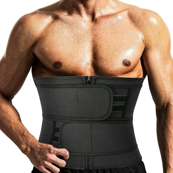 COMFREE Men Sauna Training Sweat Ab Belt Body Shaper Waist Trainer Corset Workout GYM for Weight Loss Tummy Fat Loss