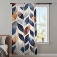 thumbnail image 4 of Navy Blue Burnt Orange Sheer Curtains 45 Inches Long, Botanical Palm Leaf Abstract Light Filering Curtains, Breathable Simi Curtain Privacy Drapes for Kitchen Bathroom Small Window Treatment, 4 of 9
