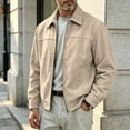 thumbnail image 5 of Men's Faux Suede Jacket Lapel Collar Zip Up with Pockets Loose Casual Coat for Daily Wear, 5 of 6