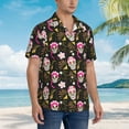 thumbnail image 3 of Gaeub Skull Daisy Print Men's Hawaiian Shirt,Button Down Short Sleeves Shirts,Tropical Beach Casual Button Down Shirts,Small, 3 of 7