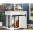 thumbnail image 4 of 37.8" W Dog Crate Furniture for Small Medium Dogs, 2-in-1 Iron-Wood Fusion Dog Cage Indoor As Side End Table, Farmhouse Dogs Kennel with Sliding Barn Doors & Drawer, White, 4 of 7