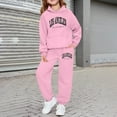 thumbnail image 2 of lnmuld Girls Outfits 2 Piece Girls' Long Sleeve Hooded Sweatshirt with Letter Graphic for Everyday Casual Outdoor Wear and Comfort Solid Color Size:2-3 Years, 2 of 4