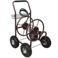 thumbnail image 2 of Expressions Bronze Metal Hose Reel Cart with Wheels, Heavy Duty, 250 Ft Hose Capacity, 2 of 10