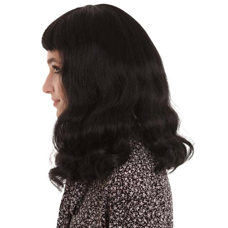 HPO Adult Women's Black Color Wavy Shoulder Length Trendy Bettie