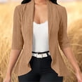 thumbnail image 6 of TOUMENY Women's Cardigan Knitted Hollow Out Lightweight 3/4 Sleeve Open Front Outerwear Summer Fall Casual Loose Cardigans Khaki XL, 6 of 7