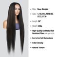 thumbnail image 2 of STUDIOCUT BY PROS 36 Inch Super Long waist length Straight Soft Swiss Lace Front wigs middle center part for Black Women Heat Resistant Synthetic Wig DPL002 (36 Inch, FS1B/30), 2 of 7