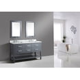 thumbnail image 3 of Design Element London 61" Double Sink Bathroom Vanity Set in Gray with Carrara Marble Top, 3 of 9