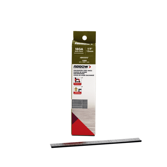 Arrow 5/8" 15mm Brad Nails, 1000 Count, for Baseboards, Drywall, Trim - 18 Gauge Slim, New