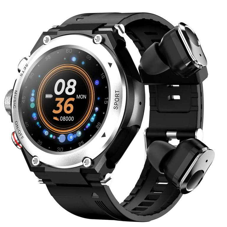 Smart Watch with Earbuds, 4 in 1 Bluetooth Smart Watch, 1.43 HD Screen  Smartwatch for Men, Rugged Military Bluetooth Call(Answer/Calls) Fitness