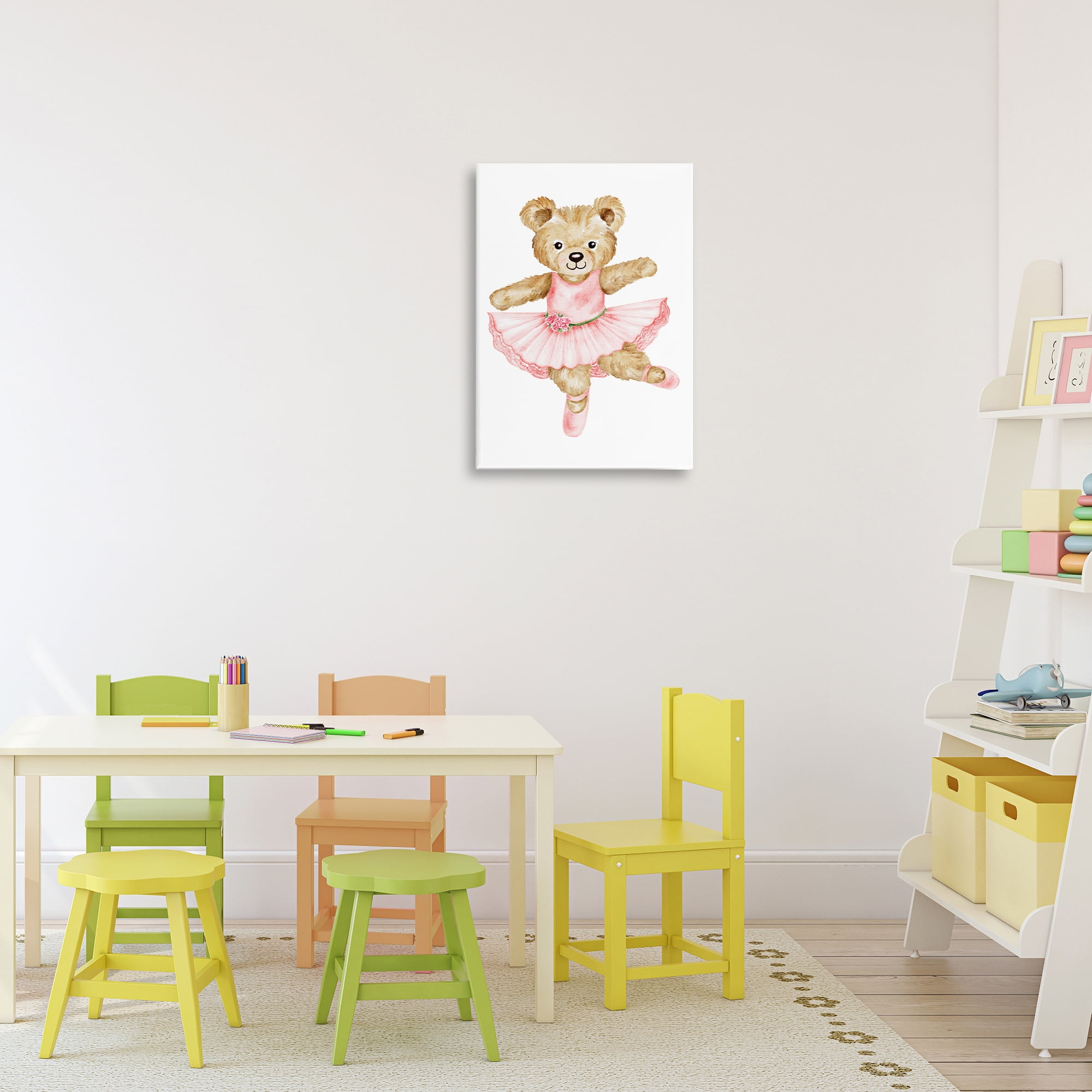 Ballerina Teddy Bear Canvas Wall Art, design by Amy Hall