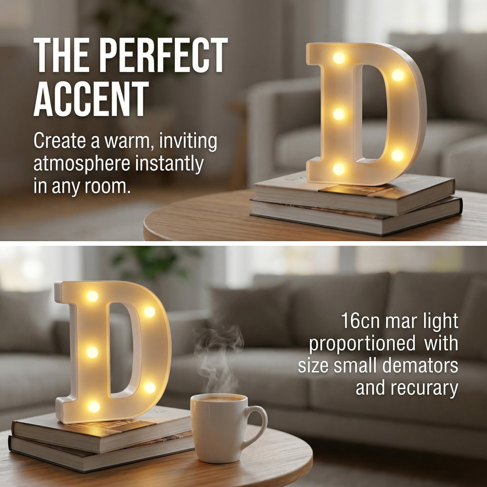 Unique Bargains Marquee Letters With Lights LED Light Up Signs Letter D 5"L x 1.1"W x 6.1"H