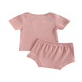 thumbnail image 2 of PENGXIANG Bébé Été Ensemble Manches Courtes Solides Hauts de Couleur Ensemble Shorts, 2 of 6