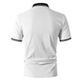 thumbnail image 4 of Men'S Short Sleeve Golf Shirts Contrast Trim Collared Textuwhite Top Casual Breathable Slim Fit Business Work Tees,White XL, 4 of 5