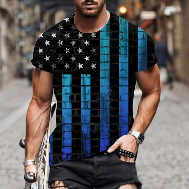 DPTALR Hommes T-Shirt Décontracté à Manches Courtes à Col Rond Imprimé Hauts Blouse