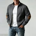 thumbnail image 5 of SGFCWSX Men's Lightweight Jacket Regular Fit Bomber Collar Full Zip Cable Knit Elbow Patches Jackets with Pockets Dark Gray Size XL, 5 of 8