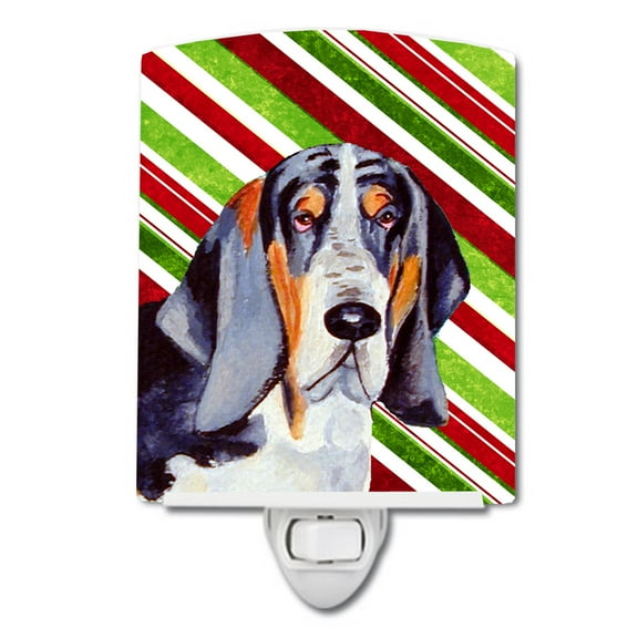 Carolines Treasures Basset Hound Candy Cane Holiday Christmas Ceramic Night Light 6x4x3 multicolor