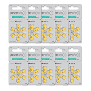 PowerOne Hearing Aid Batteries Size 10, PR70 (60 Batteries) + 2 Cell Battery Keychain Kit