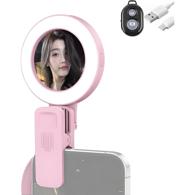 ZOUSSIQI Clip-On Selfie Ring Light, 2024 Mini Rechargeable Brightness Light with 3 Lighting Modes, 3 Level Adjustable, Work More Than 3 Hours, General USB Cell Phone Photography, CA919-61418