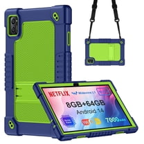 FIEWESEY For TabneraX Model UTbook/Winsing T30W 10 inch Tablet Case Kids Friendly Silicone Stand Adjustable Shoulder Strap For LECTRUS JUNYANG 10 .1 Model T30W / AWOW UTBook_14 10 inch (NavyGreen)