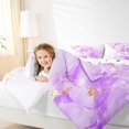 thumbnail image 3 of Manfei 3D Cartoon Bownot Print Full Size Comforter Sets,White Purple Monogrammed E Bedding Comforter Set,Polkadot Reversible,3 Pieces,1 Comforter and 2 Pillowcases, 3 of 7