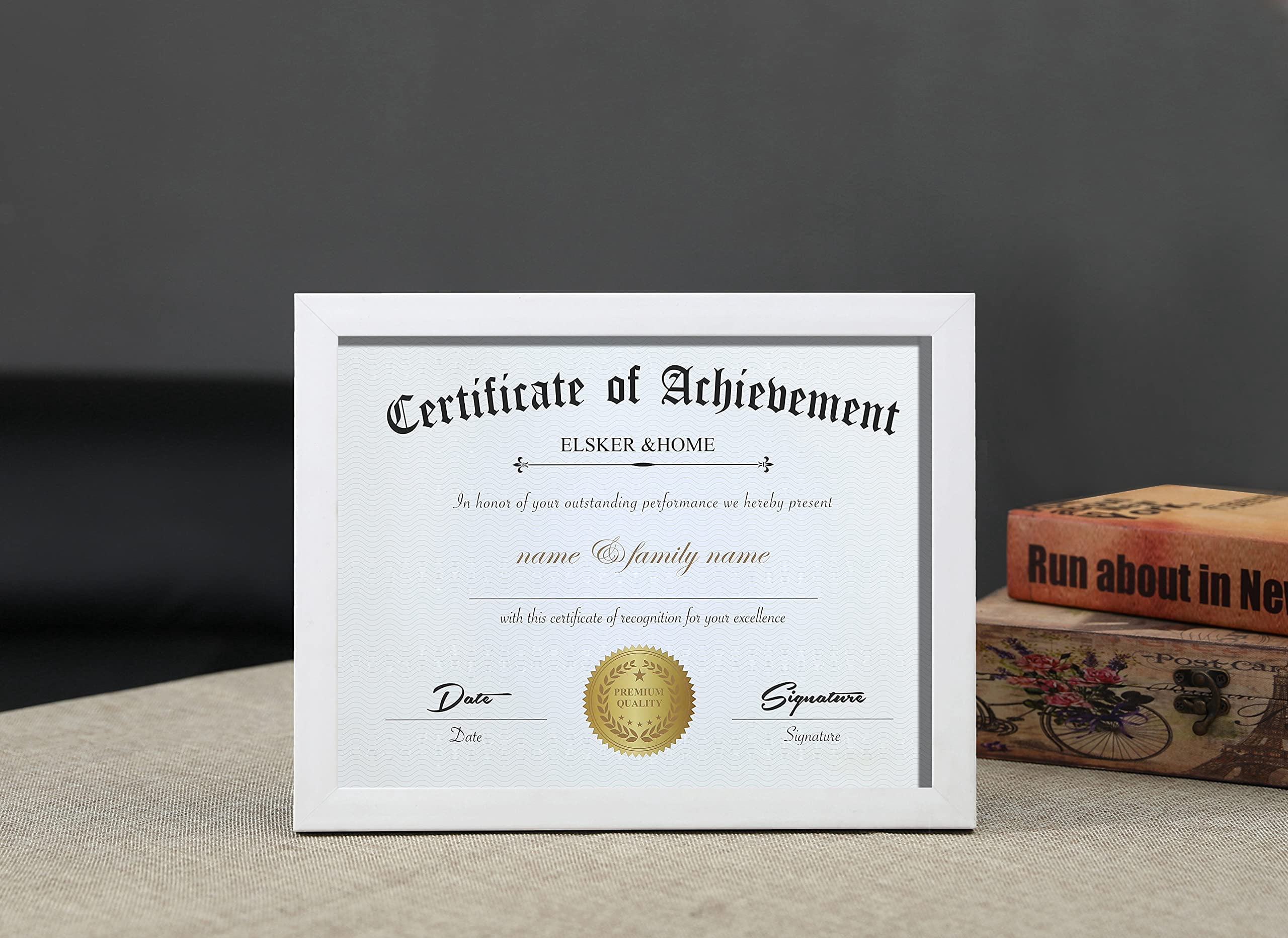 ELSKER&HOME 8.5x11 Certificate Frame, Classic White Color Frame, Displays Diploma&Document 8.5x11 Inch