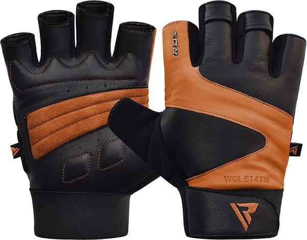 RDX RDX FINGERLESS HEAVY WEIGHT LIFTING LEATHER GYM GLOVES 
