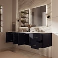 thumbnail image 4 of Geneva 84 in. W x 22 in. D Navy Blue Double Bath Vanity, White Quartz Top, and Faucet Set, 4 of 11