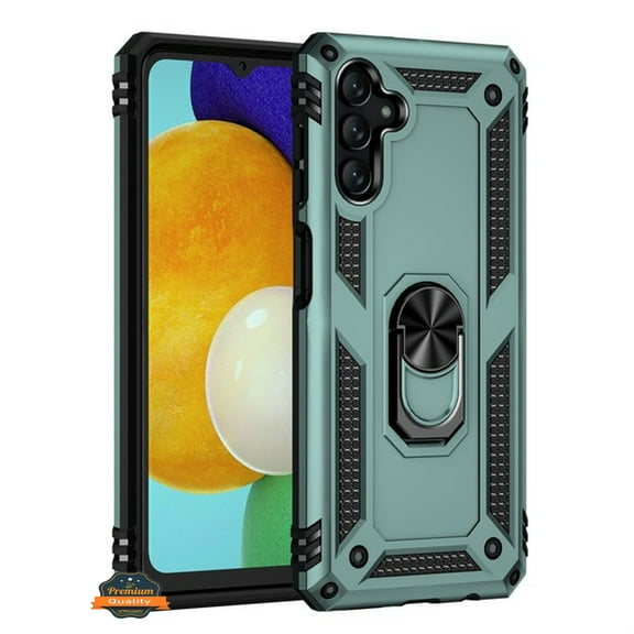 For Samsung Galaxy A13 5G Shockproof Hybrid Dual Layer TPU with Ring Stand Metal Kickstand Heavy Duty Rugged Armor Shell Phone Case Cover by Xpression [Green]