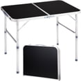 thumbnail image 1 of QueipA 3ft Portable Folding Camping Table, Outdoor Waterproof Adjustable Height Table, Aluminum Lightweight Suitcase Foldable Table for Picnic BBQ Beach Dining, 1 of 15