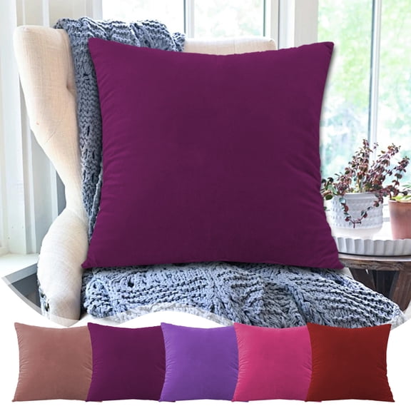 Velvet Pillow Cover, Dark Purple Plush Sofa Cushion Case, Double-Sided Soft Throw Pillow Cover for Bed, Couch, Chair, and Home Decor (1 Pc)