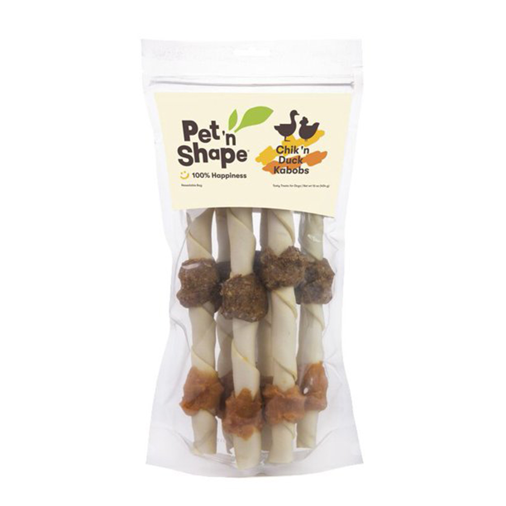 Pet 'n Shape Kabob Dog Treats Chicken and Duck Wrapped Rawhide Chews