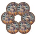 thumbnail image 2 of Haosy Set of 6 Drink Woven Coaster with Holder Heat Resistant Non-Slip Bar Coasters 4 Inches Anime Witch Sit on Broom, 2 of 7