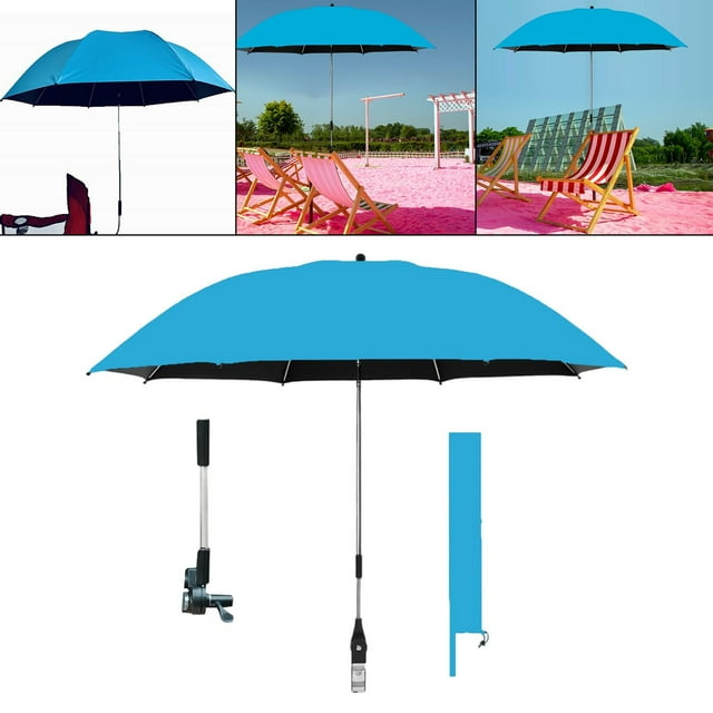 Sombrilla para silla de playa de 42 pulgadas con abrazadera genérica, fácil de instalar, ajustable en 360 degree