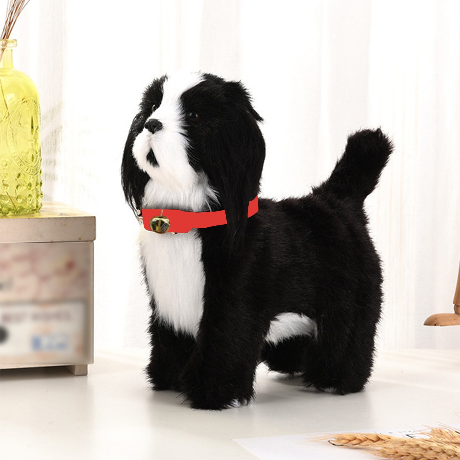 Twfbrm Touching Control Electronic Plush Puppy Dog Toy, Fun Interactive Toddler Toys,Walks,Barks,Lie,Dress Up Realistic Stuffed Animal Dog, Christmas Gift for Girl Boy Age 3-6 Yrs -Black
