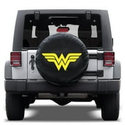 Wonder Woman Design Tire Cover for Jeep Wrangler (1987-2019 JK, JL, CJ, YJ,& TJ) - All Weather & Snug Custom Fit w/ Elastic Band