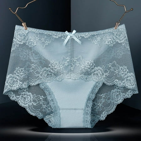 High Waist Panties Women Lace Sexy G String Thongs Lingerie Floral Embroidery Brief Plus Size Underwear Solid Color UnderpantsXinyi