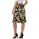 thumbnail image 3 of Faldas midi florales para mujer Inspire Chic, con volantes, cintura alta, fluida, en línea A, con abertura, longitud hasta la rodilla, S, negro y beige, 3 of 6