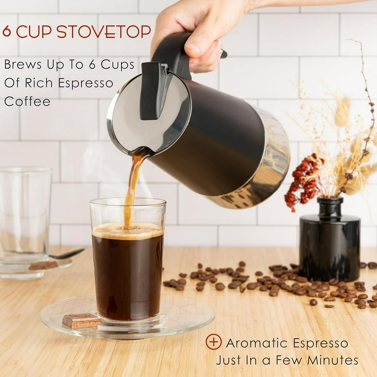 Mixpresso Stainless Steel 6 Cup Greca Stovetop Espresso Maker 10oz