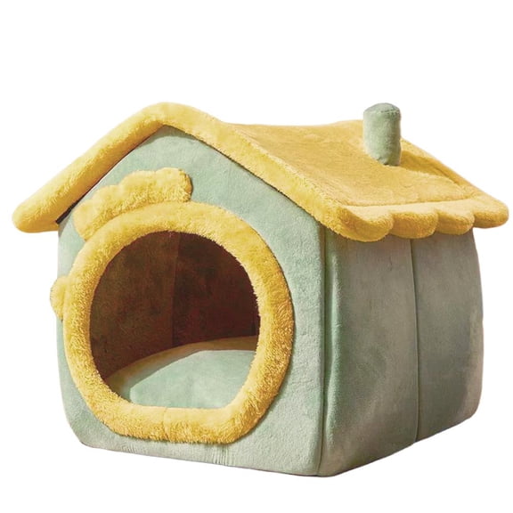 OADUKQ Cat House Indoor Enclosed Pet Cave, Plush Covered Cat Bed, Small Dogs and Cats, Light Green, 12.99 X 11.81 X 12.6 in