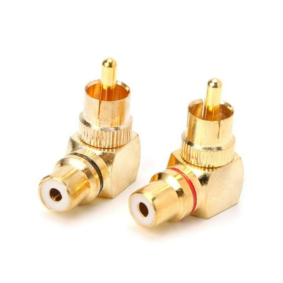 2X Brass RCA Right Angle Male To Female Gold Plated Connector 90 Degree Adapters