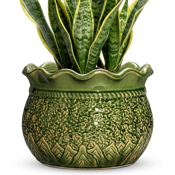 Fivepot 10 Inch Ceramic Plant Pots with Rubber Plug, Home Decor, Crack Green-1
