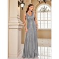 thumbnail image 4 of Lucyinlove, vestido de noche gris de lujo hasta el suelo con cuello en V, vestido largo elegante de fiesta para mujer, vestido de cóctel sin mangas con lentejuelas para graduación, 4 of 5
