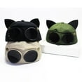 thumbnail image 3 of Neinkie Ears Baseball Hat, Pilot Glasses Washable Removable Lenses Baseball Cap for Outdoor, 3 of 9