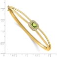 thumbnail image 3 of 14k Yellow Gold Emerald-shape Peridot and Diamond Halo Bangle - 7" Bracelet, 3 of 4