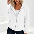 thumbnail image 4 of Women's Drawstring Zip Up Cute Hoodies Fall Jacket Oversized Casual Sweatshirts with Pocket Women's Solid Color Casual Long Sleeve Sweatshirts Fall Spring Track Jackets Travel Trendy Clothes, 4 of 7