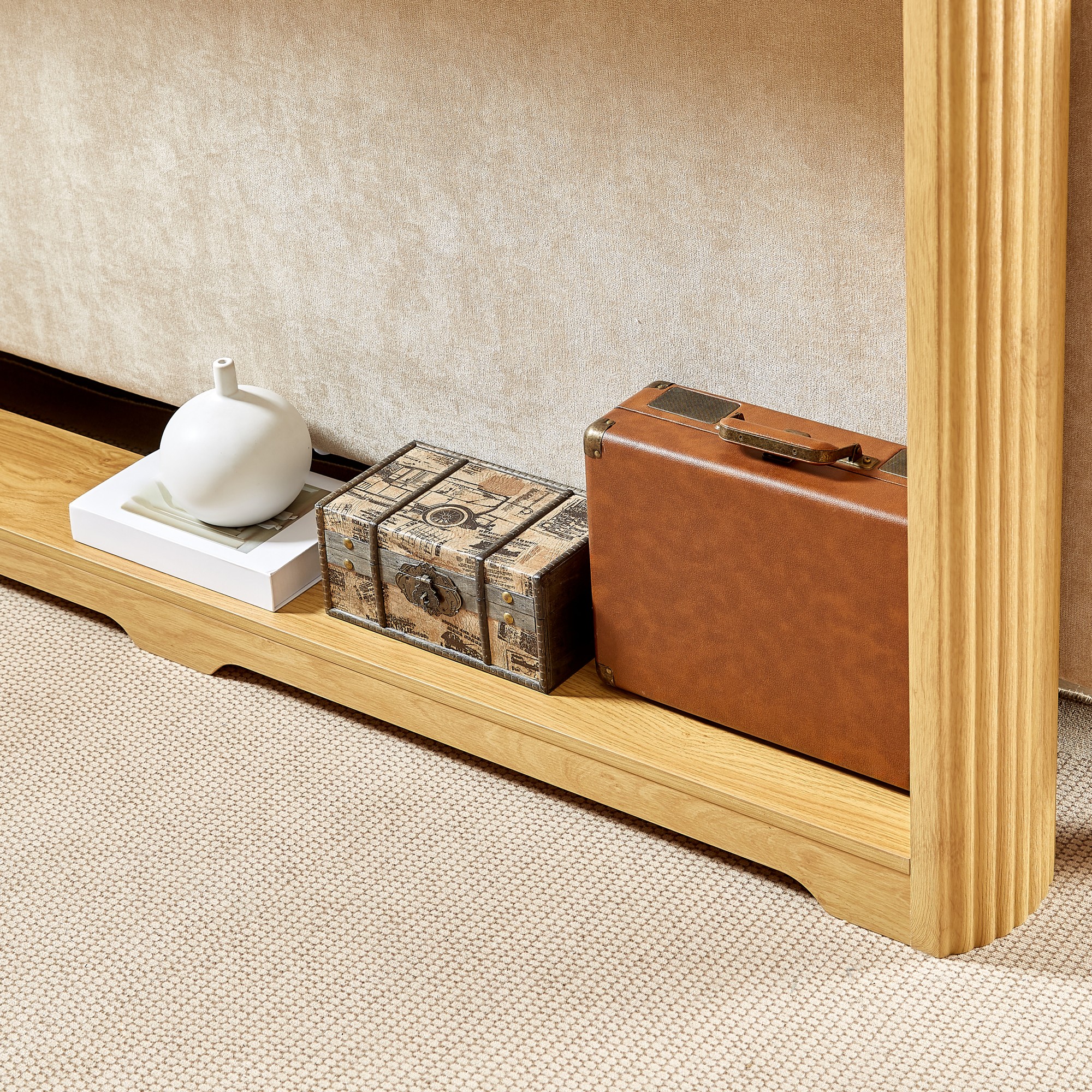 70" Console Table,Narrow Wooden Console Sofa Table,Corrugated Storage Table for Hallway,Entrance,Natural